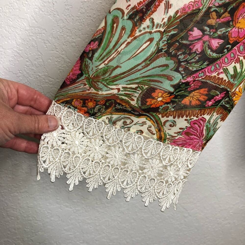 Show Me Your Mumu Mal cream brown pink paisley print boho top Extra Small XS - Picture 5 of 12